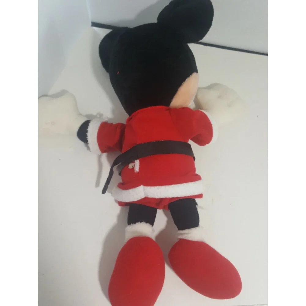 Vintage Mickey Mouse Plush In Christmas Santa Suit approx 16